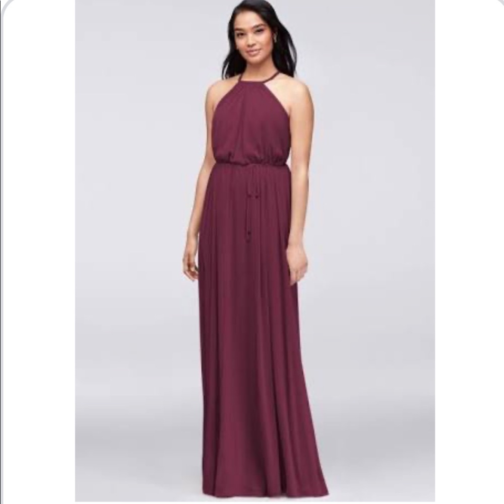 David’s Bridal Soft Mesh Halter Bridesmaids dress